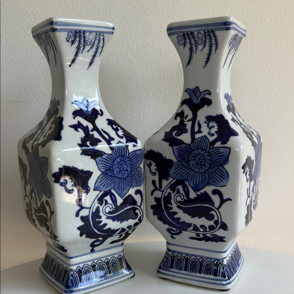 Classic Blue and White Floral Vases